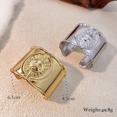 1 Piece Sun Stainless Steel Gold Color Cuff Bracelet h5 Picture4