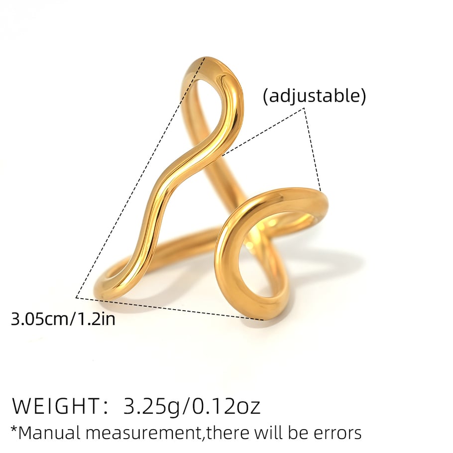 Anelli da donna in acciaio inossidabile color oro con linee casual, 1 pezzo Immagine2