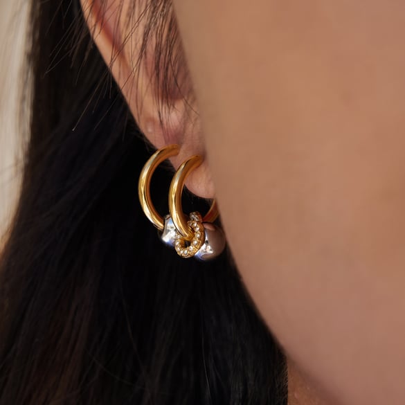 1 paio di orecchini a cerchio da donna in acciaio inossidabile con colori misti oro e argento classici 2