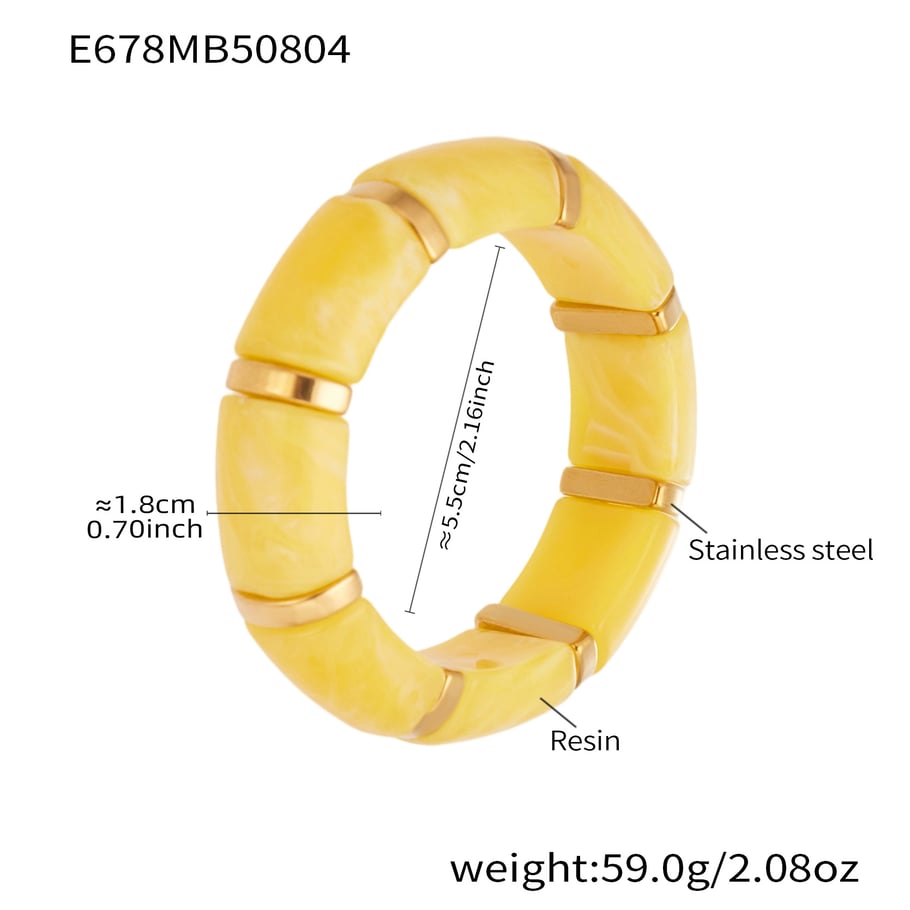 1 Piece Stylish Series Annular Shape Resin Gold Color Women's Bangles 