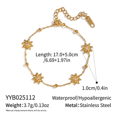 Flower Stainless Steel  Gold Color Necklace Set h5 