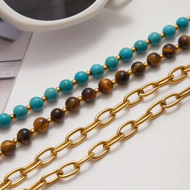 1 Piece Double-layer Natural Stone Beads Stainless Steel Women's Bracelets Sets h5 Picture6