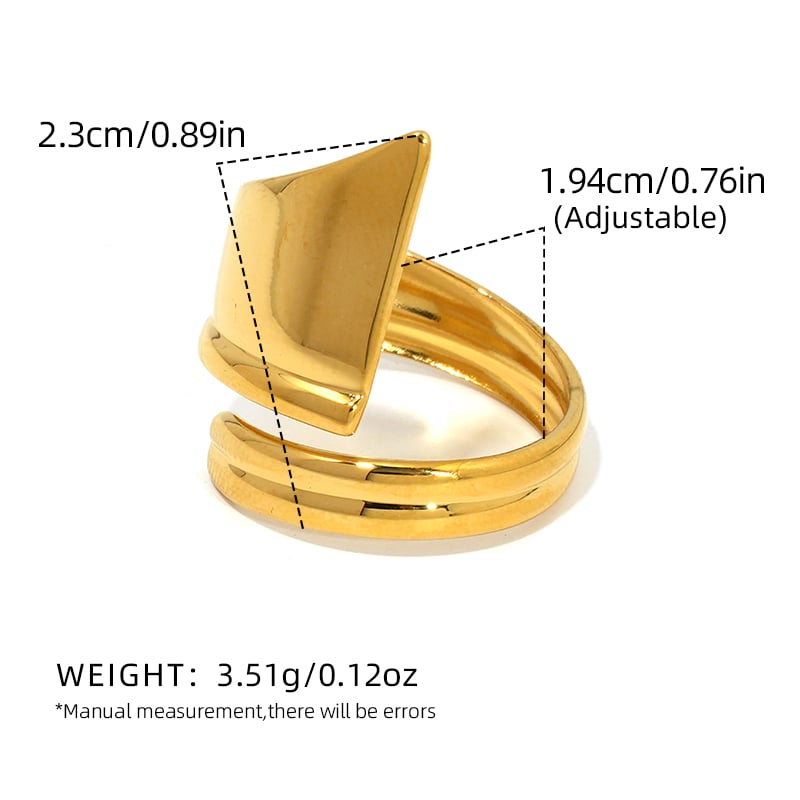 1 Piece Simple Irregular Shape Stainless Steel  Gold Color Statement Rings Picture2