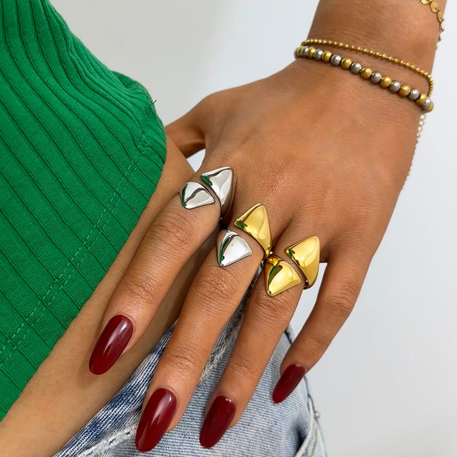 1 Piece  Daily Irregular Shape Stainless Steel Woemn's Statement Rings Picture4