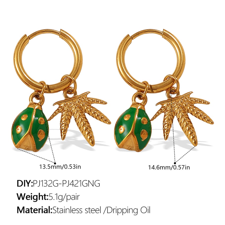 1 Pair Fruit Stainless Steel Gold Color Drop Earrings 