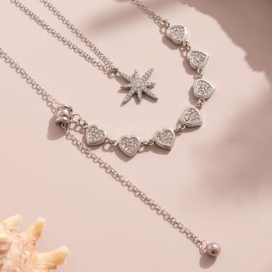 1 Piece Exquisite Series Elegant Star Stainless Steel Gold Color Zircon Women's Pendant Necklaces h5 Picture2