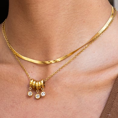 1 Piece Luxurious Circle Stainless Steel Gold Color Women's Pendant Necklaces h5 Picture3