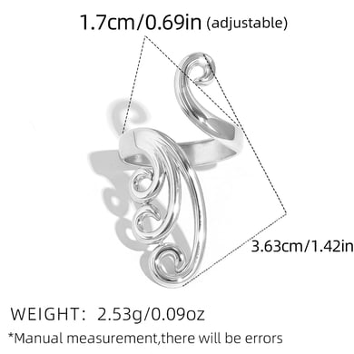 1 Piece Simple Irregular Shape Stainless Steel  Gold Color  Statement Rings h5 Picture2