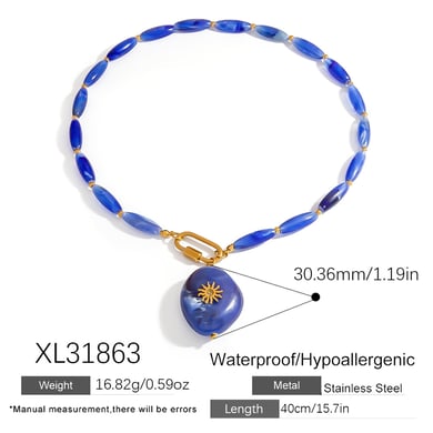 1 Piece Classic Irregular Shape Heart Resin  Natural Stone Women's Beaded Necklaces h5 Picture2
