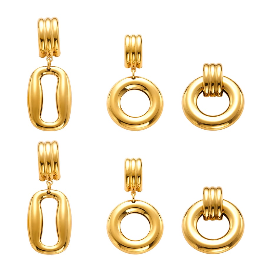 1 Paar moderne rechteckige Tropfenohrringe aus Edelstahl in Goldfarbe für Damen Bild5
