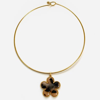 1 pezzo di collana girocollo color oro con cuore in resina leopardata h5 
