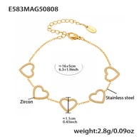 E583-Gold Hollow Love Bracelet 16+5cm Picture3