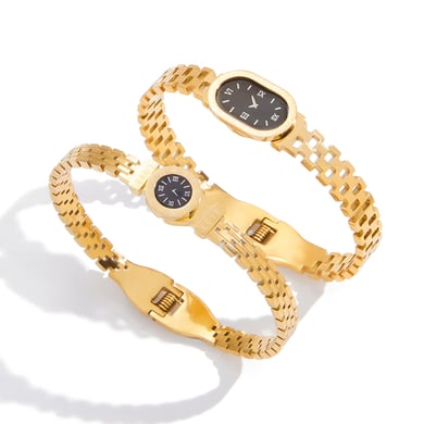 1 Piece Simple Oval Stainless Steel Gold Color Women's Bangles h5 Picture7