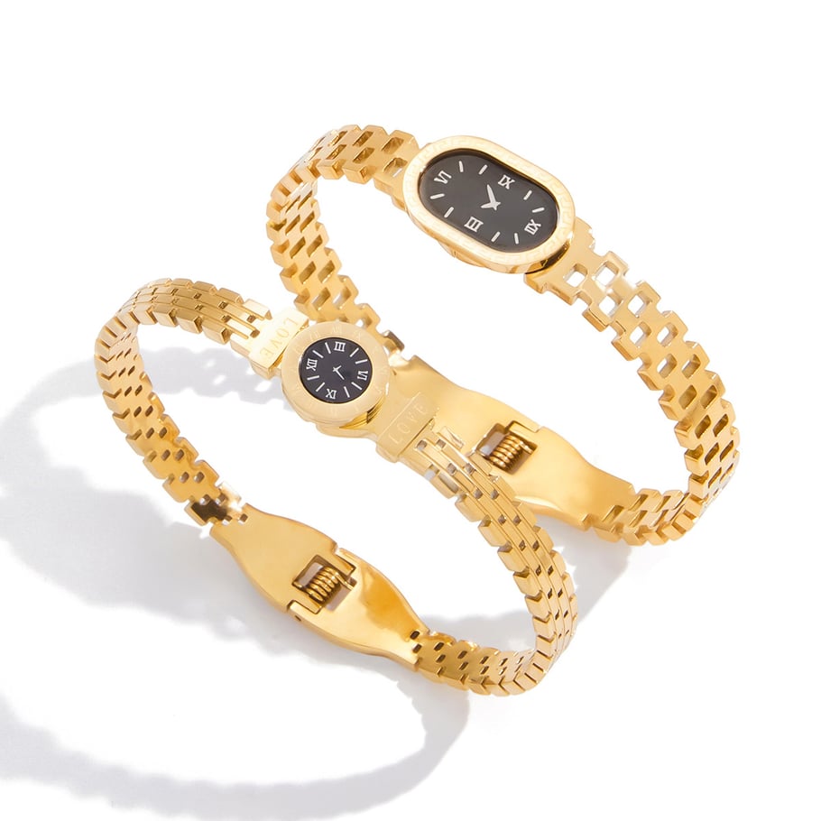 1 Piece Simple Oval Stainless Steel Gold Color Women's Bangles Picture7
