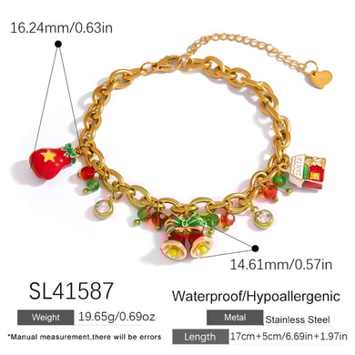 1 Piece Lovely Pendant Christmas DIY Stainless Steel  Women's Charm Bracelets h5 Picture2