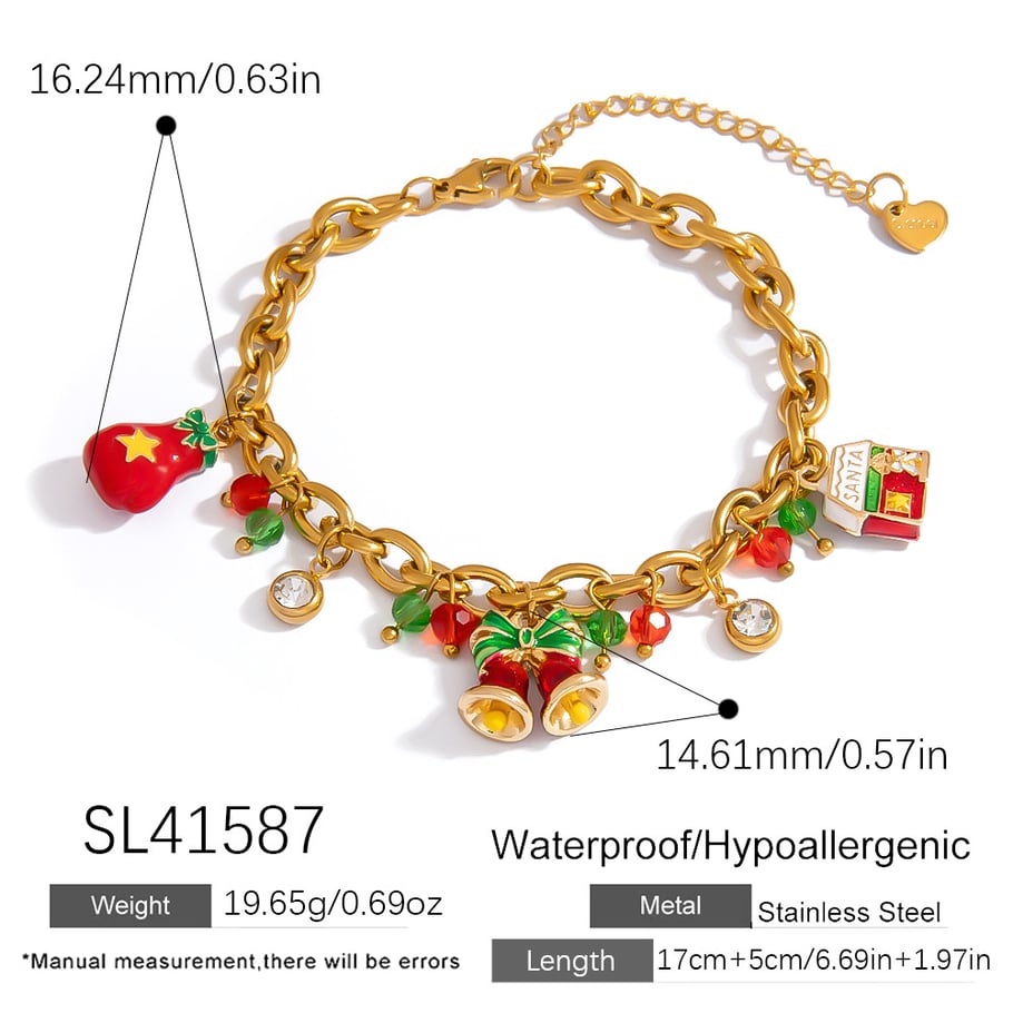 1 Piece Lovely Pendant Christmas DIY Stainless Steel  Women's Charm Bracelets Picture2