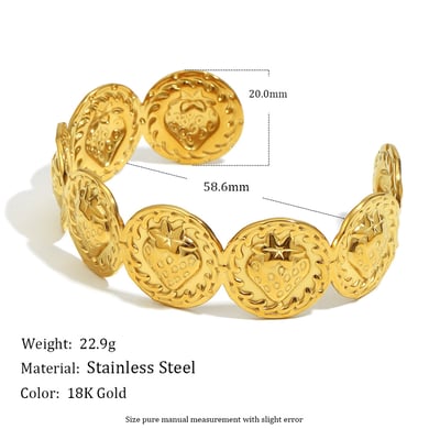 1 Stück Tägliche Erdbeere Edelstahl Gold Farbe Damen Manschette Armbänder h5 Bild5