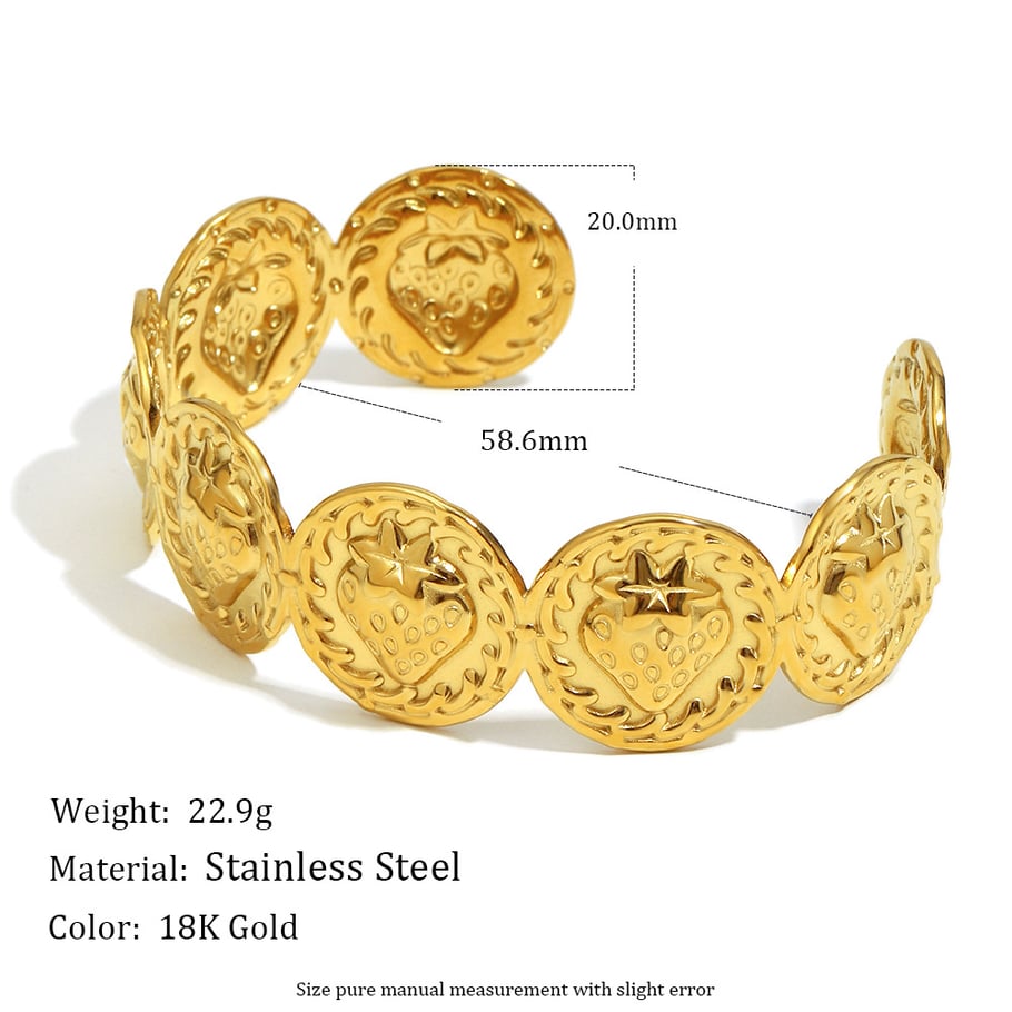 1 Stück Tägliche Erdbeere Edelstahl Gold Farbe Damen Manschette Armbänder Bild5