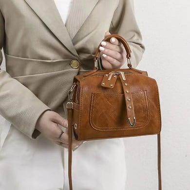 Sac à main Boston chic en PU de couleur unie pour femme, 1 pièce h5 Image3