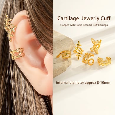 1 Piece Copper Gold Color Zircon Ear Cuffs h5 Picture4
