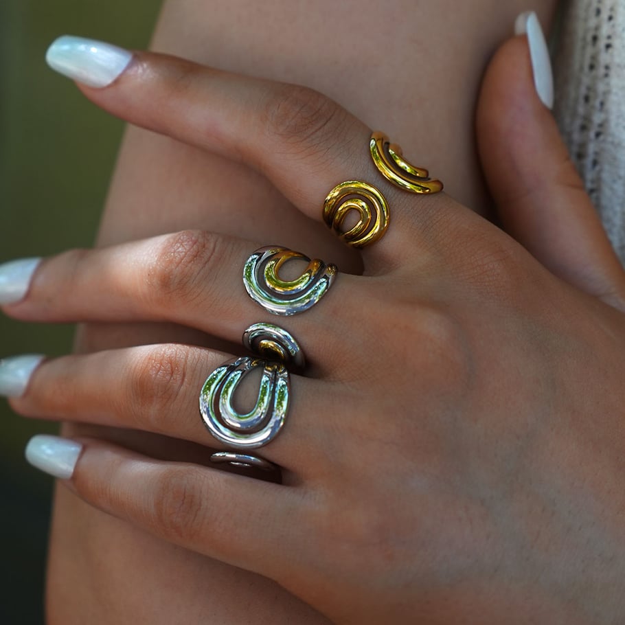 1 Piece Retro Irregular Shape Hollowed-out Stainless Steel Women's  Statement Rings Picture6