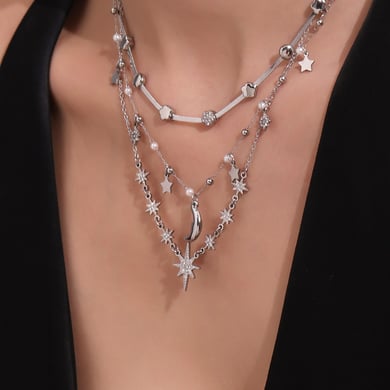 1 Piece Luxurious Star Stainless Steel Gold Color Women's Pendant Necklaces h5 Picture5