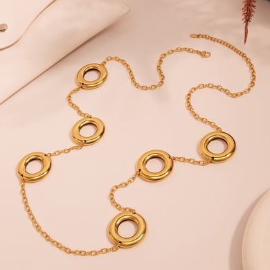 1 Piece Simple Circle Stainless Steel Gold Color Women's Long Necklaces h5 Picture4