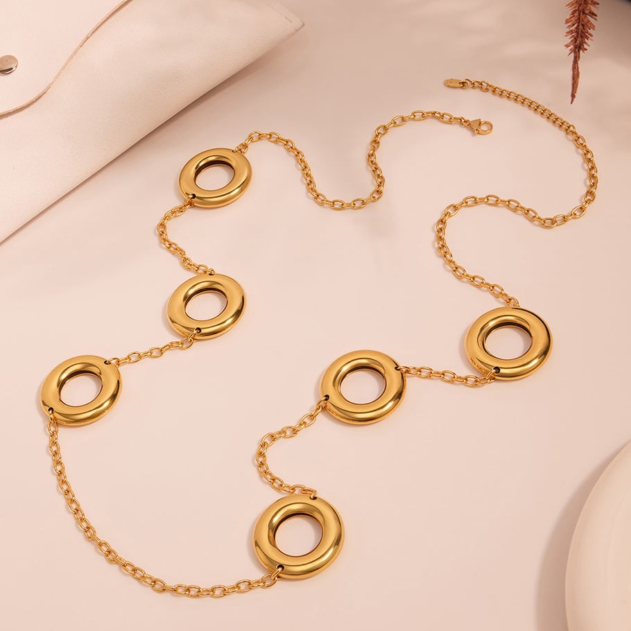 1 Piece Simple Circle Stainless Steel Gold Color Women's Long Necklaces Picture4