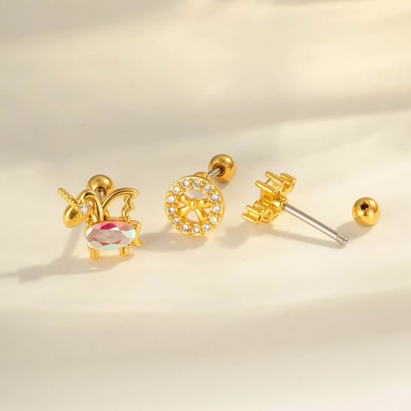 1 Stück Kupfer Gold Farbe Zirkon Piercing Ohrring