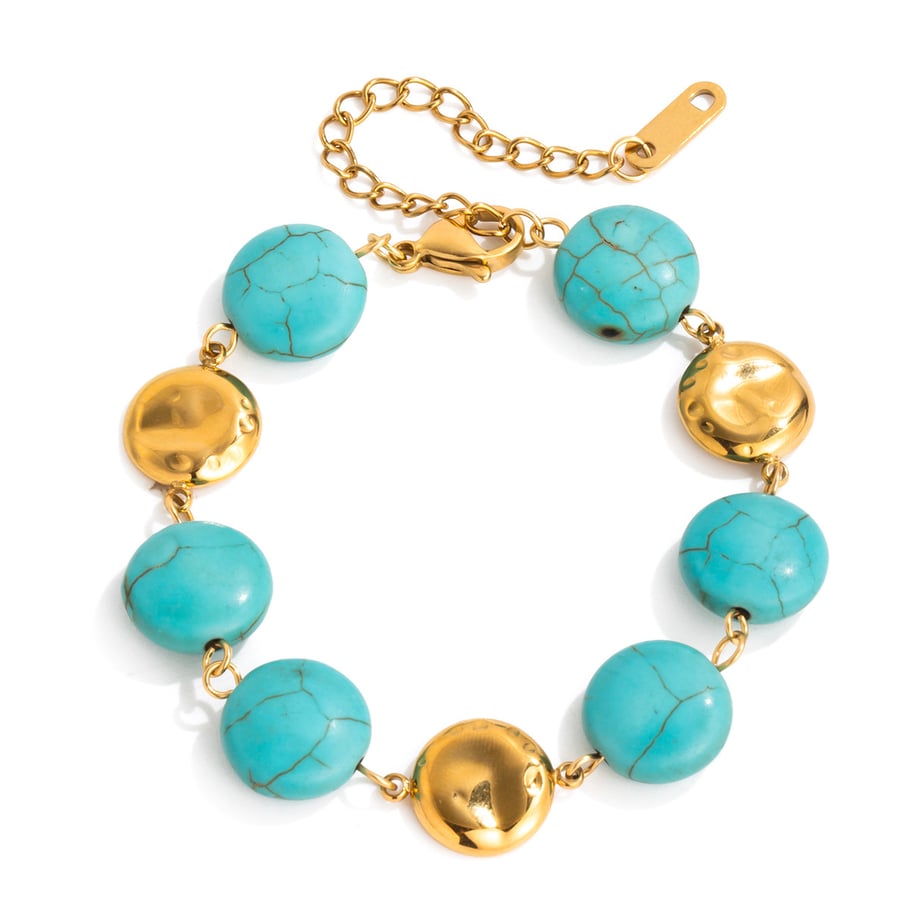 Annular Calaite Beads Stainless Steel Gold Color Women's Jewelry Sets 