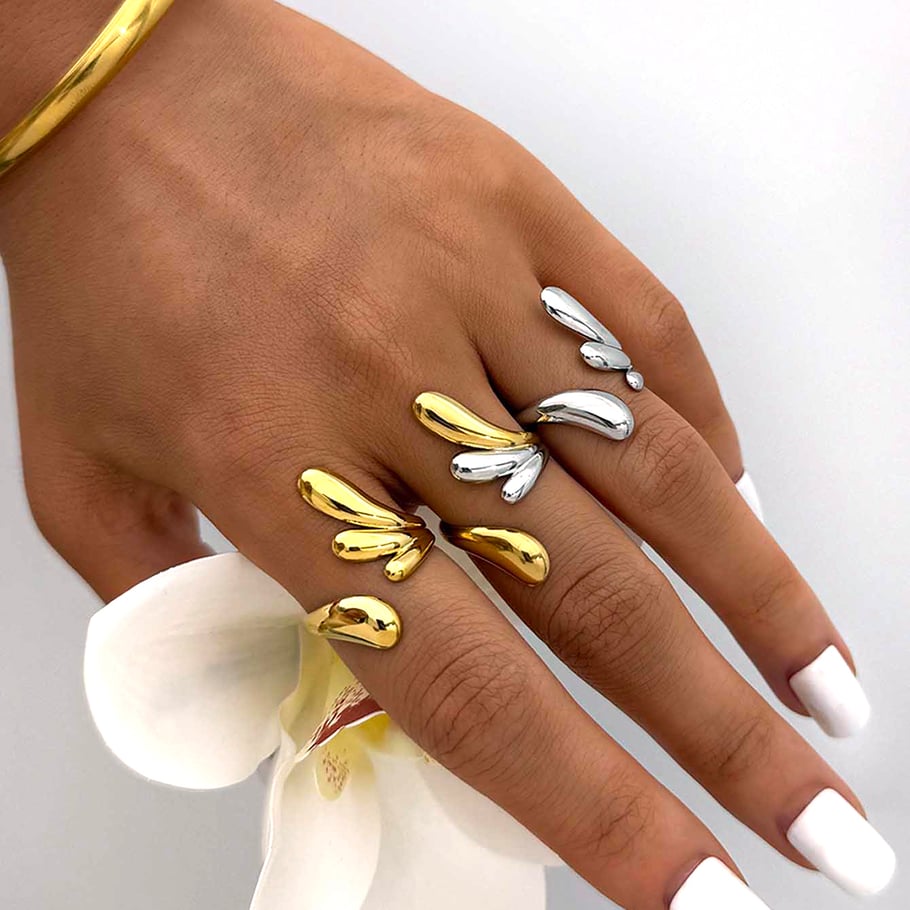 1 Piece Simple Irregular Shape Stainless Steel  Gold Color Woemn's  Statement Rings Picture6