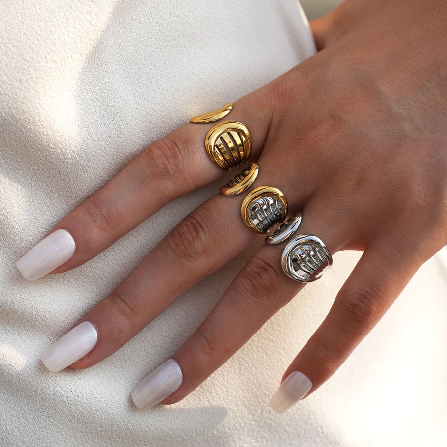 1 Piece Simple Irregular Shape Stainless Steel  Women's Statement Rings Picture6
