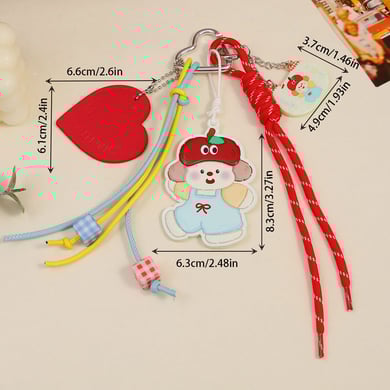 1 Piece  Adorable Cartoon Little Girl with Apple Shaped PU Women's Bag Charm h5 