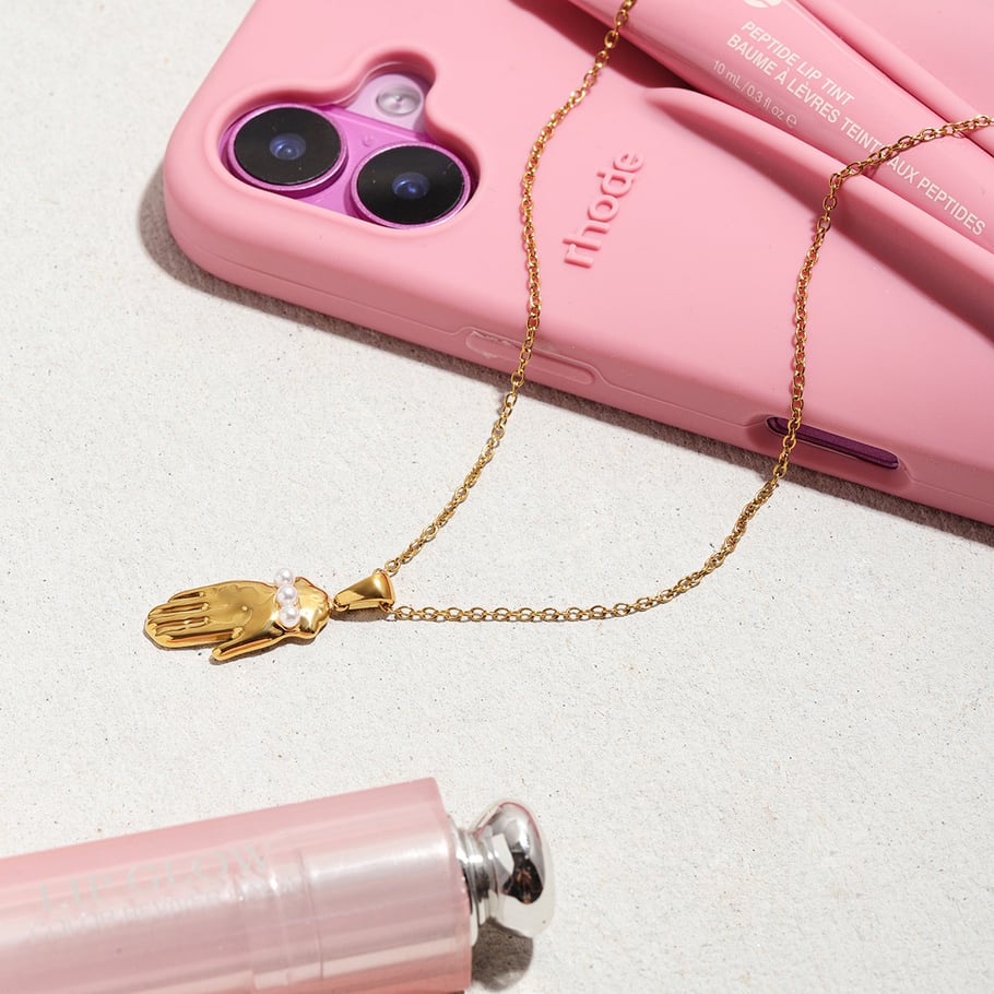 1 pezzo di collana con ciondolo da donna in acciaio inossidabile color oro con motivo a palma semplice Immagine6