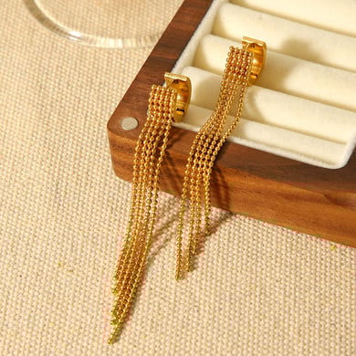 1 Pair Simple Daily Tassel Stainless Steel   Gold Color  Women's Drop Earrings h5 Picture6
