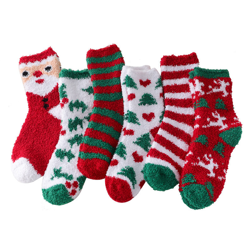 Verdickte Damensocken aus Korallenvlies in Weihnachtsgeschenkbox Bild3