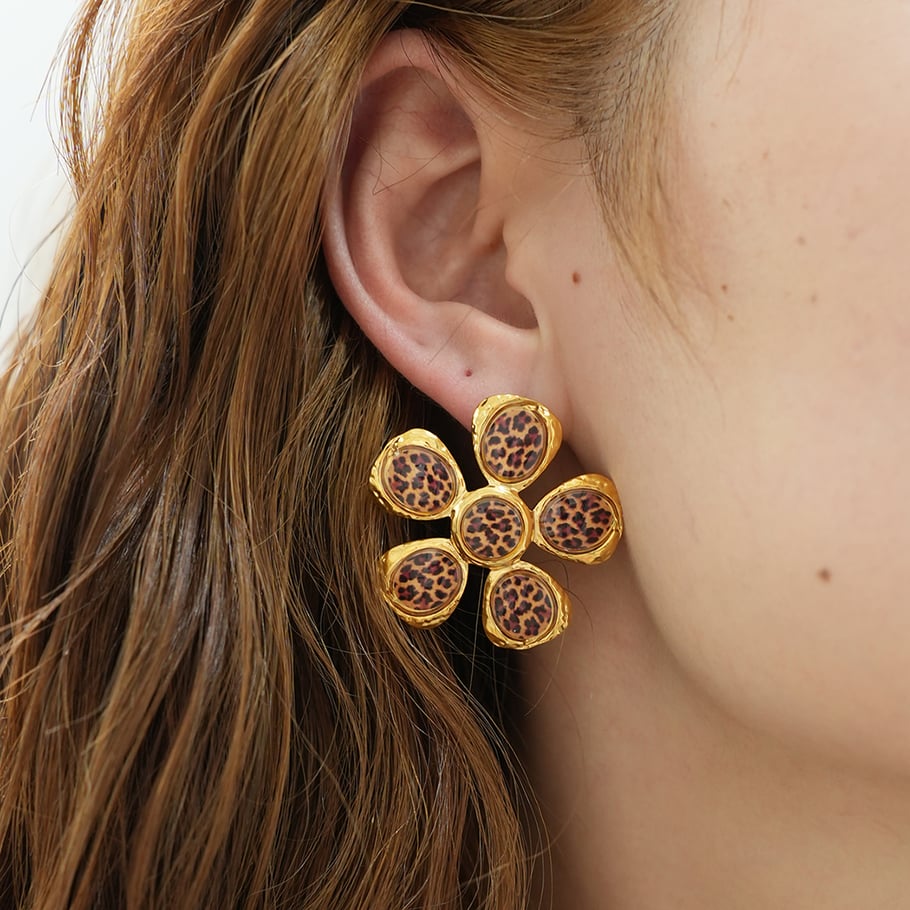 1 Pair Simple Series Natural Flower Stainless Steel  Gold Color  Women's Stud Earrings Picture3