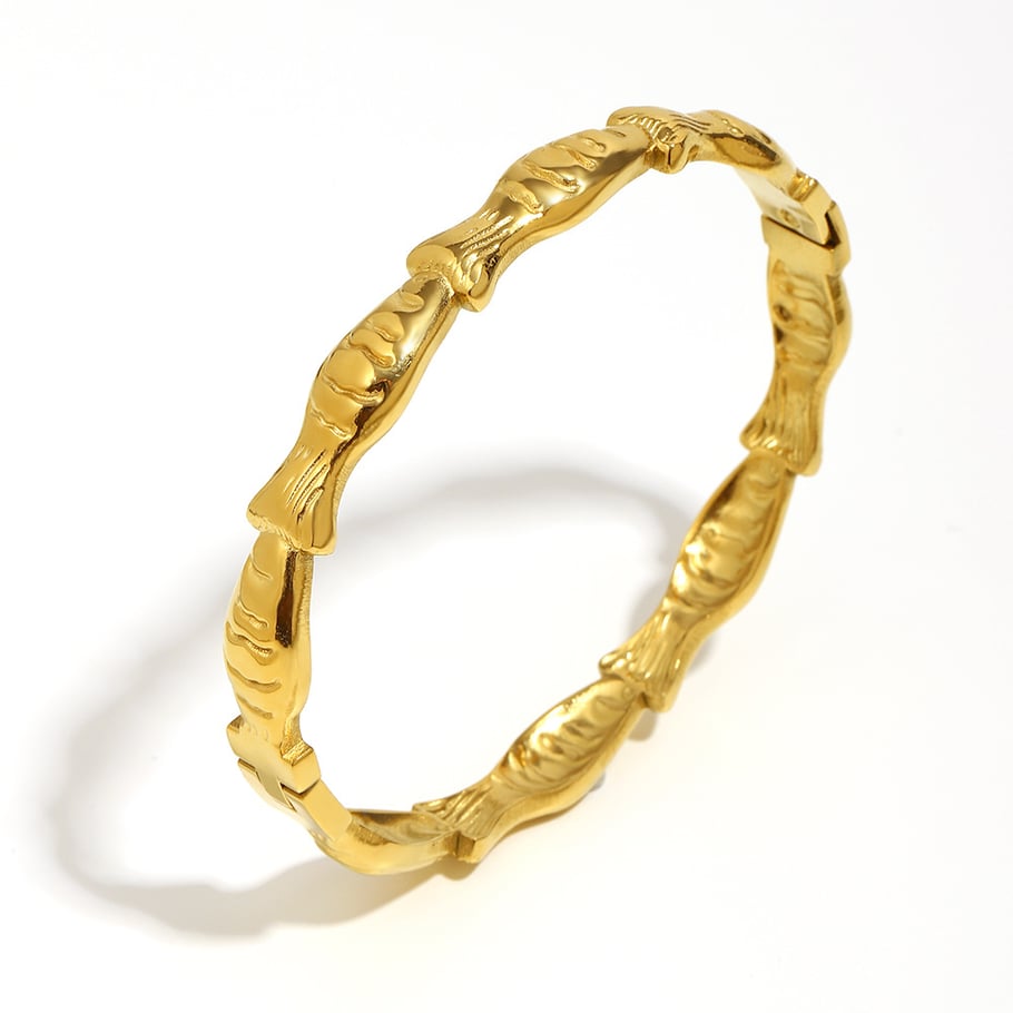 1 pulsera elegante de acero inoxidable color dorado con forma de pez para mujer 