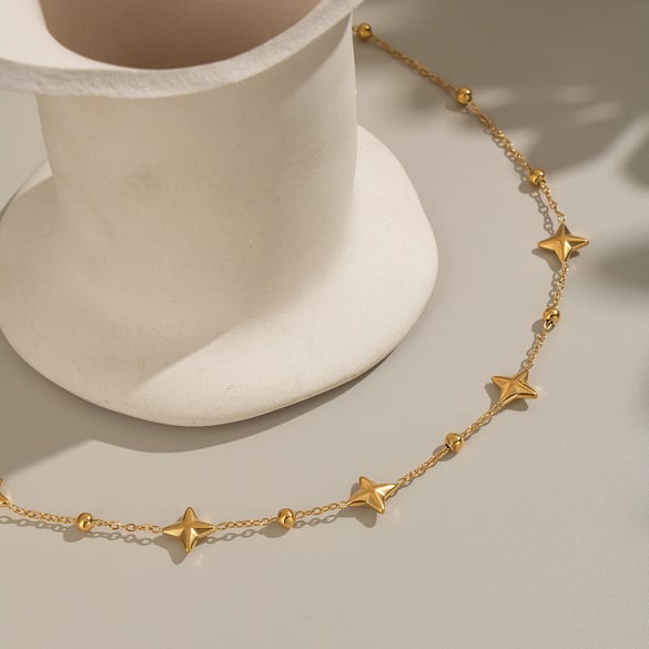 1 Piece Stars Stainless Steel Gold Color Chain Necklace