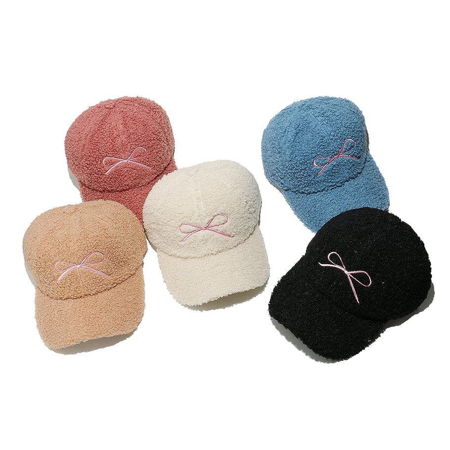 Cappello da donna in peluche con fiocco dolce, 1 pezzo Immagine4
