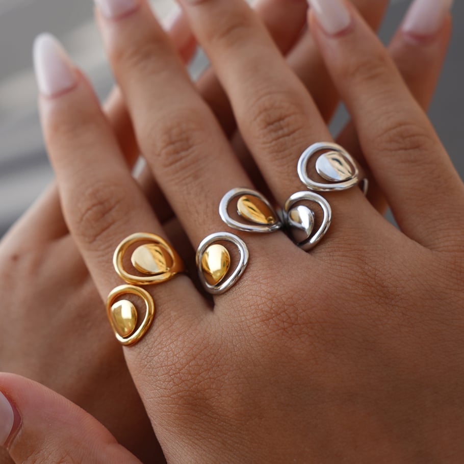 1 Piece Vintage Fashion Minimalist Hollow Stainless Steel Wmen's Statement Rings Picture2
