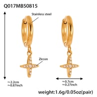 Q017-Golden Cross Zircon Earrings Picture12