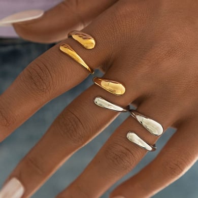 1 Piece Simple Droplet Stainless Steel  Gold Color  Statement Rings h5 Picture5