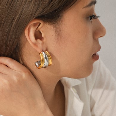 1 Pair Daily Mixed Gold Color And Silver Colors Women's Stud Earrings h5 Picture5