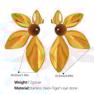 EH549BNG Brown Tiger Eye Gold Earrings Picture3