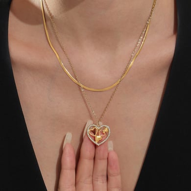 1 Piece Elegant Heart Stainless Steel Gold Color Women's Pendant Necklaces h5 Picture5