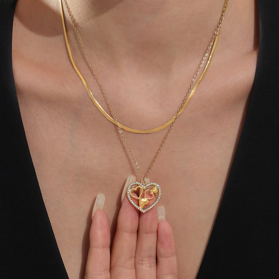 1 Piece Elegant Heart Stainless Steel Gold Color Women's Pendant Necklaces Picture5