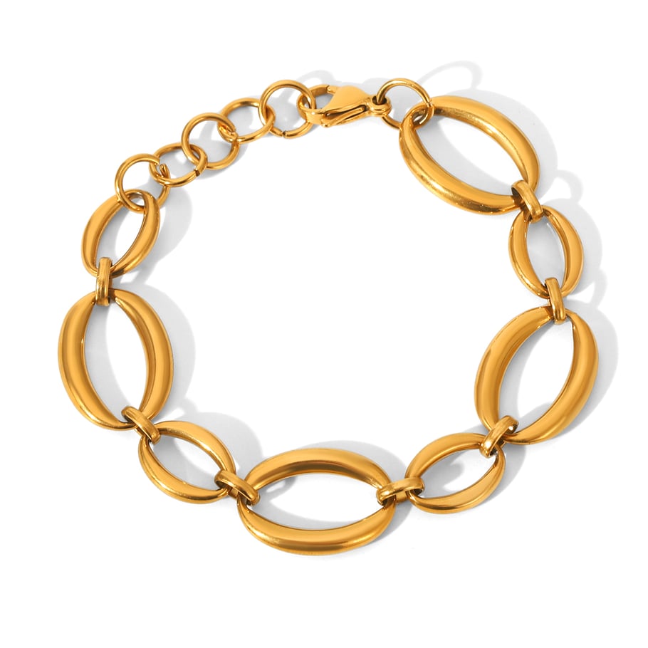 1 Stück einfache, tägliche, unregelmäßige Form, Edelstahl, goldfarben, Damen-Kettenarmbänder 