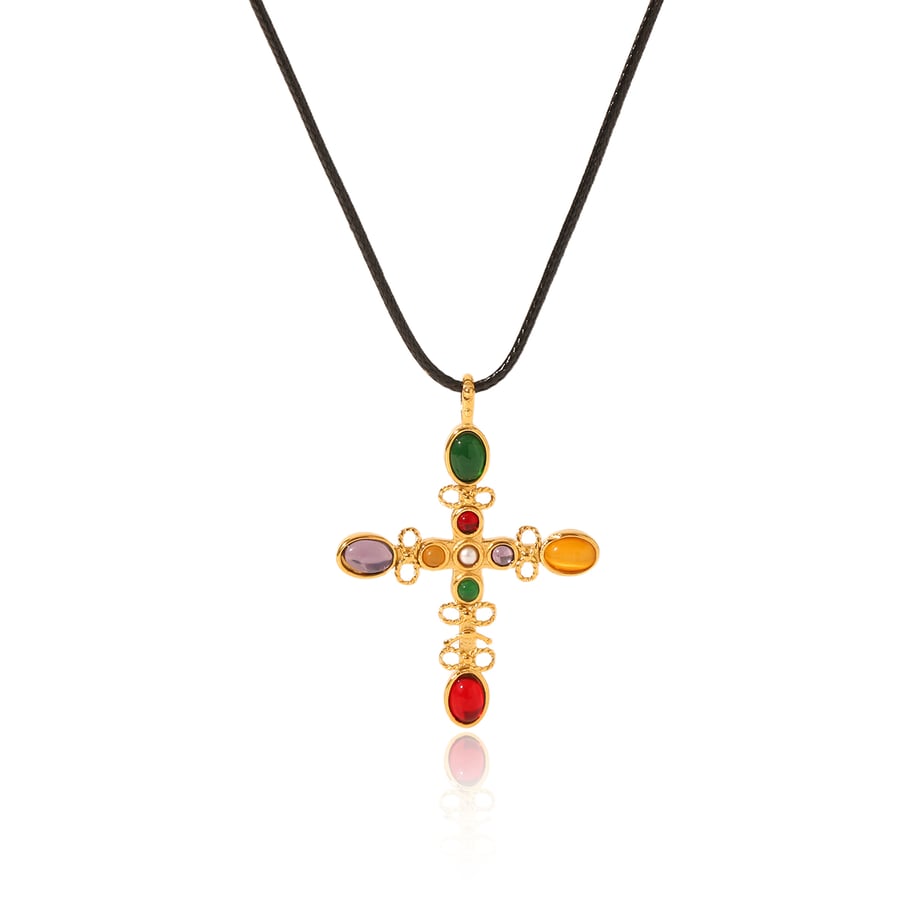 1 Piece Daily Cross Stainless Steel Gold Color Women's Pendant Necklaces