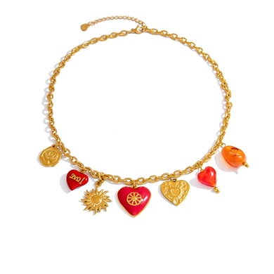 1 Piece Sweet  Heart Stainless Steel  Gold Color  Women's Pendant Necklaces h5 